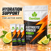 Poudre d'électrolytes Citron-Lime, 20 sachets, Emballage imprimé personnalisé avec motif éclair, Personnalisation de marque pour la vente au détail, Boisson sportive