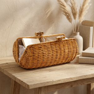 Bolso de Mano Tejido de Paja para Mujer, Forro de Algodón, Estilo Bohemio, Correa Cruzada, Cierre de Cremallera, para Uso Diario - Product Image 2