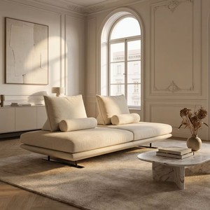 Canapé-lit <span class=keywords><strong>beige</strong></span> minimaliste moderne, canapé d'angle en tissu de luxe pour salon et petit appartement - Product Image 3