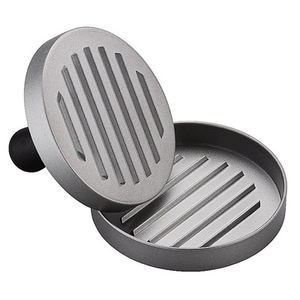 Presse à hamburgers en aluminium antiadhésive, écologique, finition miroir argentée, design simple, avec papier sulfurisé - Product Image 4