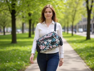 Borsa a Tracolla Floreale da Donna in Poliestere con Chiusura a Zip per Uso Quotidiano in Tutte le Stagioni - Product Image 2