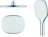 Colonne de douche Edouard Rousseau Soto, design contemporain, pommeau de douche réglable, anti-calcaire, tiges flexibles, 1,50 m, finition chromée