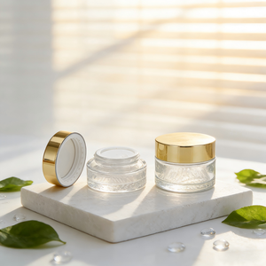 Vente <span class=keywords><strong>en</strong></span> <span class=keywords><strong>gros</strong></span> usine – Crème <span class=keywords><strong>en</strong></span> pot de verre à fond quadrillé 30g 50g avec bouchon <span class=keywords><strong>en</strong></span> plastique, logo personnalisé pour cosmétiques, échantillons gratuits disponibles - Product Image 4