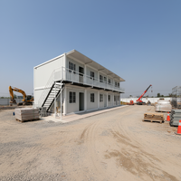 Conteneur de bureau préfabriqué pliable tout acier de 20 pieds, maison mobile à panneaux sandwich, dortoir, maison de campement pétrolier, maison de chantier