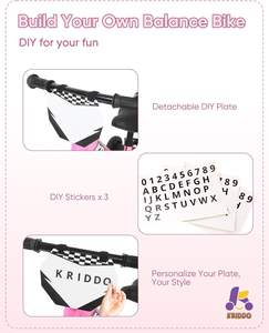 KRIDDO Vélo d'équilibre rose 2 en 1 Tricycle pour tout-petits Pédales détachables <span class=keywords><strong>Roues</strong></span> d'entraînement escamotables pour enfants de <span class=keywords><strong>18</strong></span> <span class=keywords><strong>mois</strong></span> <span class=keywords><strong>3</strong></span> ans DIY - Product Image 4