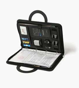 Hot-selling <b>A4</b> Business Zipper Leather Portfolio PU Material Office Supplies Ring Binder Holder Pocket Box <b>File</b> Organizer Folder - Product Image 2