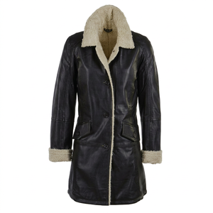 Veste en cuir de mouton véritable pour femme, style décontracté, en peau de mouton, pour moto, automne-hiver, avec doublure en fourrure chaude, OEM - Product Image 1