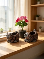 Pot de fleurs décoratif en ciment imitation pierre, en forme de chat ou de chien, sculpté à la main, style américain, rustique, pour l'intérieur