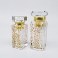 Flacon d'huile essentielle rectangulaire en cristal, 5 pièces, bouteille de luxe, style arabe, de 3ml, 6ml, 12ml