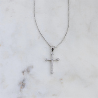 Collier pendentif en forme de croix en cristal plaqué or en acier inoxydable avec imitation de perles et zircon, vente en gros, pour cadeau d'anniversaire, fête