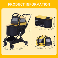 2025 luxe Double chien chat poussette pliable en acier animal de compagnie voyage poussette pour l'extérieur voiture utilisation avec fonction détachable