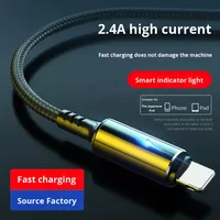 Cable Tipo C de Alta Calidad, Carga Rápida de 5A, Conductor de Cobre Puro, Trenzado de Nailon, Luz Indicadora para iPhone