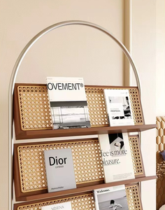 Librería de ratán y Metal ovalada creativa de gran venta Longstar 2025, organizador de almacenamiento escalonado para estudio en el hogar/sala de estar - Product Image 5