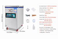 Scelleuse sous vide automatique XICANG XC-380 à double pompe et couvercle plat pour cuisine centrale, transformateur de viande, cuisson sous vide, restaurant