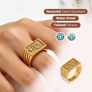 Anillo de Joyería de Acero Inoxidable 316L con Forma de <span class=keywords><strong>Serpiente</strong></span> Retro, Estilo Punk Tallado Cuadrado, Joyería de Moda - Product Image 1