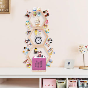 Étagère hexagonale Tonie pour Toniebox Starter Tonie Étagère murale Lot de 3, étagères flottantes magnétiques en bois pour rangement Tonie - Product Image 6