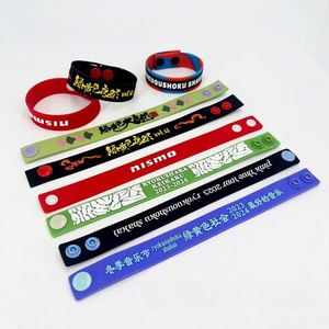 Factory Wholesale Custom logo Embossed Relief PVC <b>Bracelet</b> with <b>Adjustable</b> Size PVC Wristband Strap and Plastic Button - Product Image 4