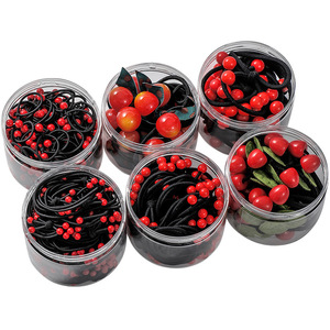 Cherry Hair Tie With Red Cherry <b>Bow</b> And Leaf Design For Ponytail Daily Use Fabric Elastic Hair Rope AL111 - Product Image 5
