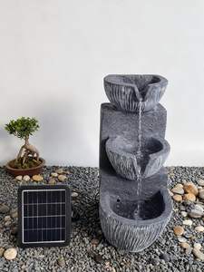 Fontaine solaire de jardin à <span class=keywords><strong>3</strong></span> niveaux en cascade, design bol, cascade extérieure en résine, lumières résistantes à la décoloration, sans câblage - Product Image 6