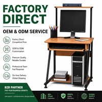 Support CPU en panneau de particules E1 avec cadre métallique, étagères de rangement, plateau pour clavier, poste de travail pour ordinateur portable, bureau à domicile