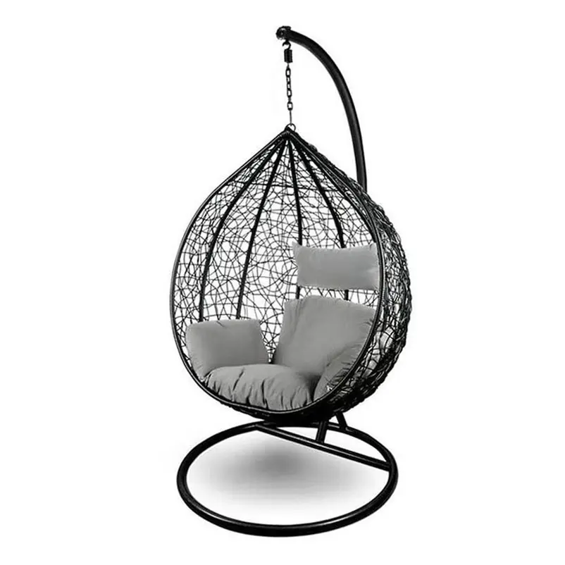 Кресло-качели в форме яйца, подвесные черные стулья-качели для магазина, для патио, балкона, пластиковая Подушка-качалка