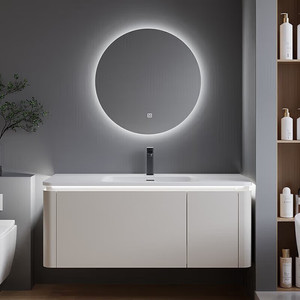 Solid wood bathroom cabinet combination light luxury simple bathroom cabinet smart backlight <b>mirror</b> cabinet - Product Image 2