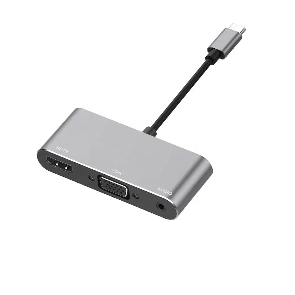 3 in 1 USB C zu 4K HDMI VGA 3.5mm Audio Type C Hub für MacBook und ChromeBook und Huawei Matebook und Samsung S8 S9 S10 und mehr