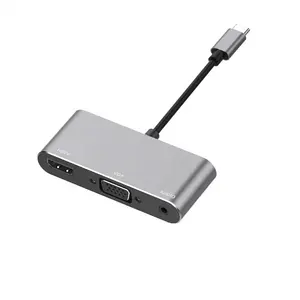 3 in 1 USB C to 4K HDMI VGA 3.5mm Audio Type C Hub for MacBook and ChromeBook and Huawei Matebook and Samsung S8 S9 S10 and more