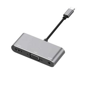 3 In 1 USB C ถึง4K HDMI VGA 3.5Mm ประเภทเสียง C Hub สำหรับ MacBook และ <span class=keywords><strong>ChromeBook</strong></span> และ <span class=keywords><strong>Huawei</strong></span> Matebook และ Samsung S8 S9 S10และอื่นๆ - Product Image 1