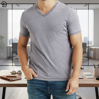T-shirt personnalisé pour homme à col en V et manches courtes, coupe décontractée, mélange de coton respirant, basique, pour le sport et le quotidien