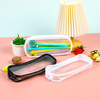 Étui à crayons à fermeture éclair en plastique Transparent pour enfants maquillage clair sac à stylo cosmétique fournitures scolaires