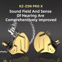 Nouveaux écouteurs KZ ZSN Pro X, technologie hybride 1BA+1DD, basses HIFI, écouteurs métalliques sportifs, réduction de bruit, plus de 20 heures d'autonomie, IPX-0