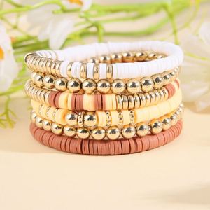 Vintage Bohemian Polymer Clay Beaded Bracelet <b>Set</b> for Men and <b>Women</b> - Trendy Handmade Fashion Jewelry <b>Gift</b> - Product Image 3