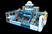Aire de jeux intérieure commerciale, équipement de jeux souples sur le thème de l'espace, centre de jeux pour enfants avec piscine à balles, toboggan et filet d'escalade pour centre commercial et FEC