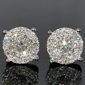 Orecchini rotondi scintillanti per donna, stile moderno da ufficio, gioielli per le orecchie con pavé - Product Image 1