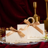 Boîte à Dragées Mariage Triangle Nœud Papillon Or Champagne, Boîtes Cadeaux Mariage Beige, Boîte Cadeau Chocolat Friandises pour Invités
