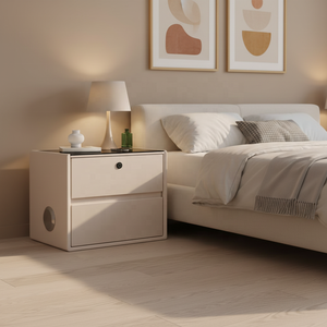 Mesita de Noche Inteligente de Diseño Moderno con Dos <span class=keywords><strong>Cajones</strong></span> de Madera, Altavoz Bluetooth con Huella Dactilar, Muebles <span class=keywords><strong>para</strong></span> Dormitorio - Product Image 3