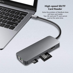 8 <span class=keywords><strong>In</strong></span> 1 USB C Ke Gigabit Ethernet RJ45 4K HDMI TF <span class=keywords><strong>SD</strong></span> dan USB-C PD Charge dan <span class=keywords><strong>3</strong></span> USB <span class=keywords><strong>3</strong></span>.0 Hub untuk MacBook Pro dan Samsung More - Product Image 6