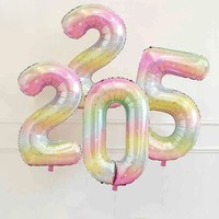 Ballons en aluminium numérotés fins de 40 pouces en gros, décorations d'anniversaire étoiles arc-en-ciel, fournitures événementielles en vrac