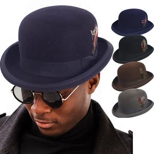 Chapeaux melon formels en feutre de laine rigide pour hommes et femmes, chapeau derby, chapeau fedora d'église - Product Image 2