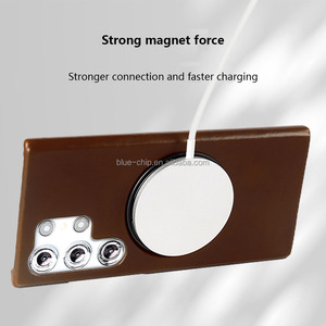 Étui de téléphone en cuir véritable personnalisé haut de gamme avec support magnétique pour cellule de gradation pour S24 Ultra, housse de sublimation - Product Image 4