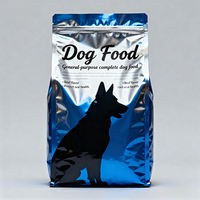 Papier d'aluminium imperméable imprimé sur mesure emballage alimentaire pour chien et chat pochette à fond plat sac en mylar à fermeture éclair à fond gras à quatre joints