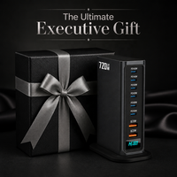 Chargeur de bureau USB C GaN avec 8 ports, 6 USB-C et 2 USB-A, charge rapide 140W EPR, certifié UKCA CE FCC