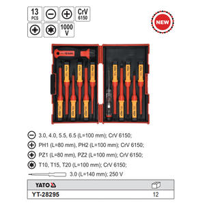 Yato Insulated <b>Screwdriver</b> <b>Set</b> YT-28294 Flat Head Chromium Vanadium Steel Industrial Grade Anti Slip Handle - Product Image 3
