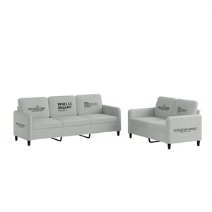 Light Grey Velvet <b>Sofa</b> <b>Set</b> 100% Polyester Modern Living Room Furniture Contemporary Design - Product Image 1
