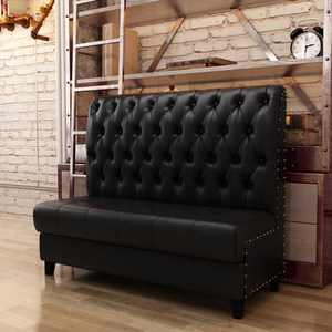 Muebles Modernos de Lujo, Sofá de Cuero y Madera de Estilo Retro para Cafetería o Restaurante, Solución de Asientos Privados - Product Image 2