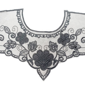 Tissu en maille couleur <span class=keywords><strong>Ding</strong></span> tissu soluble dans l'eau broderie polyester noir brillant dentelle faux col vêtements poitrine bit dentelle - Product Image 3