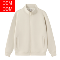 Blouson Bomber Zippé Personnalisable à Col Montant Coupe Droite en Molleton de Coton Épais pour Hommes et Femmes – Style Décontracté Quotidien et Streetwear