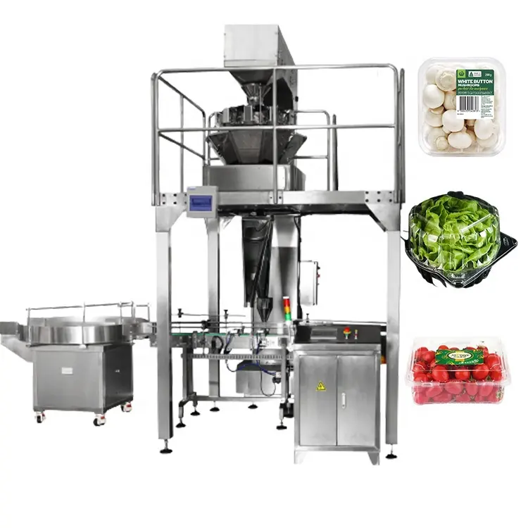 Fresh frozen fruit punnet box filling strawberry/cherry/blueberry packing machine with weighing scales