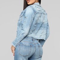 Vestes en jean déchirées pour femmes personnalisées, denim court tendance pour un style décontracté, techniques lavées pour la saison automne-hiver